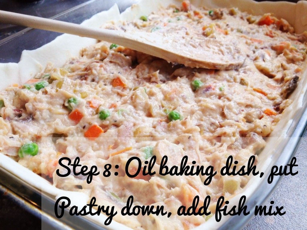 Smoked Fish Pie Recipe:  Add ingredients to pastry shell 